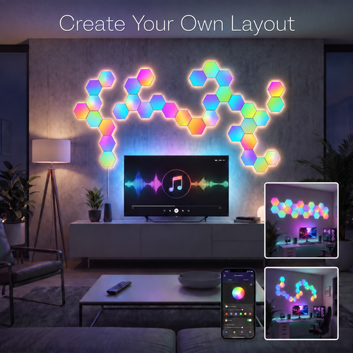 RGB Hexagon Smart Wall Light Panels 20 Pack