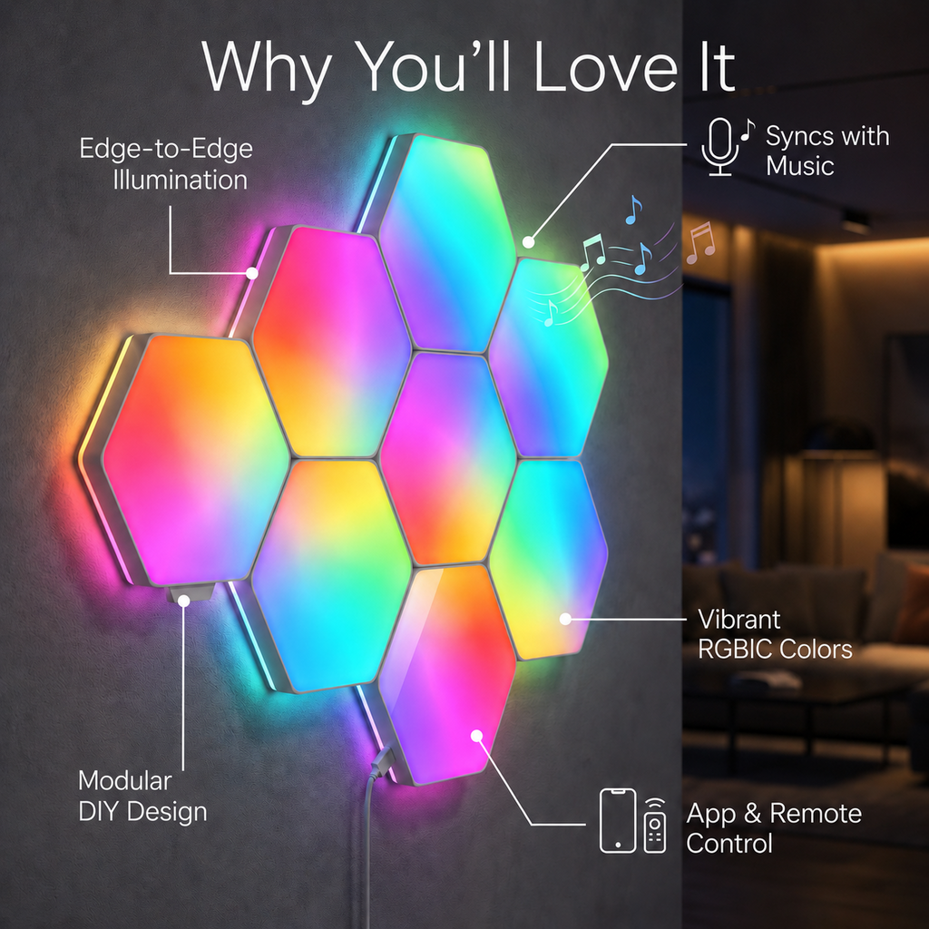 RGB Hexagon Smart Wall Light Panels 20 Pack